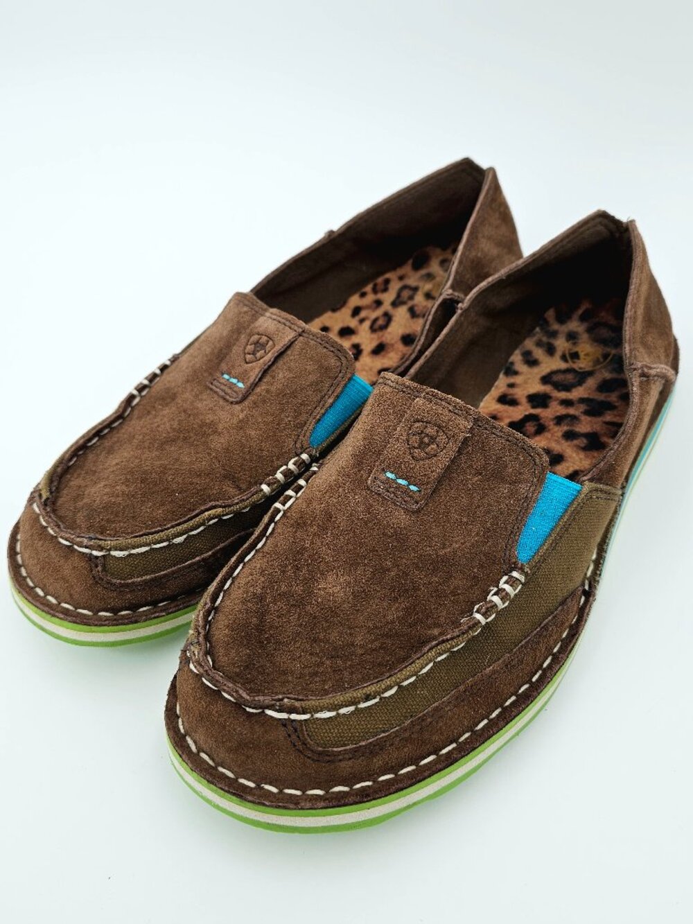 ARIAT Cruiser Slip-On Casual Shoes Brown Turquoise Suede Leather Women Size 9.5B